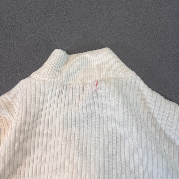 Guess Christien Logo Full Zip Sweatshirt Jacket Ribbed Stretch White Women's Sm - Picture 9 of 10